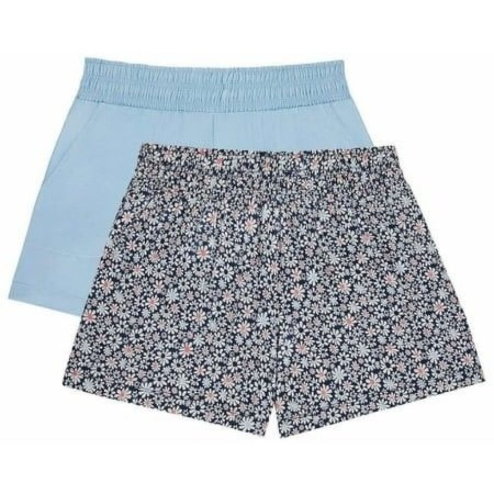 Jane and Bleecker Med 2-Pack Lightweight Lounge Sleep Shorts Elastic Waist Blue